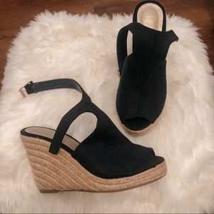 Navy Suede Wedges